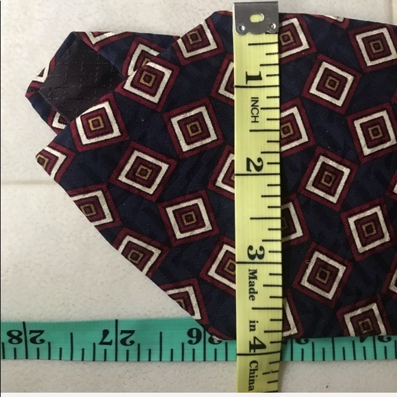 CHRISTIAN DIOR Tie Navy w/Burgundy & Cream… - Picture 9 of 10